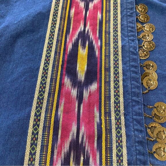 Vintage 80's Lizwear Denim Wrap Skirt With Charms & Aztec Print Women's Size 12 - Picture 5 of 15